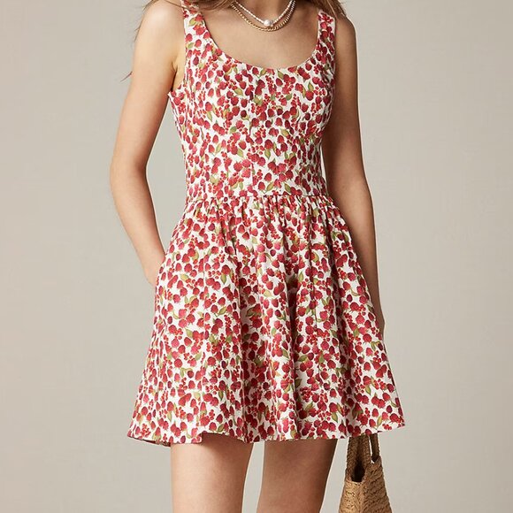 J. Crew Dresses & Skirts - NWT J Crew Fit-and-Flare Mini Dress in Raspberry Print